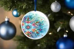 Snowflake Winter Watercollor Christmas Ornament Sublimation Product Image 4