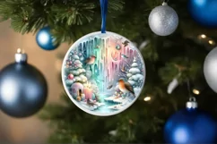 Pastell 3D Birds Winter Scene Sublimation PNG Product Image 4