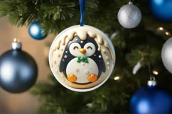 3d Martzipan Penguin Christmas Ornament Sublimation PNG Product Image 4