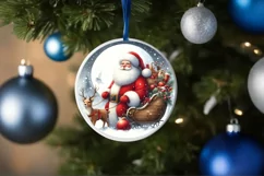Santa Center Winter Watercolor Christmas Ornament Product Image 1