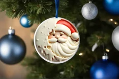 3d Martzipan Santa Christmas Ornament Sublimation PNG Product Image 4
