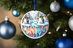 Pastell 3D Penguins Winter Scene Sublimation PNG Product Image 1