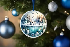 Pastell 3D Penguins Winter Scene Sublimation PNG Product Image 4