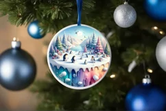 Pastell 3D Penguins Winter Scene Sublimation PNG Product Image 4