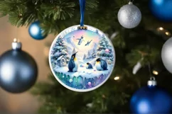 Pastell 3D Penguins Winter Scene Sublimation PNG Product Image 4
