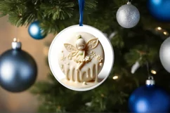 3D Martzipan Fairy Round Christmas Ornament Sublimation PNG Product Image 4