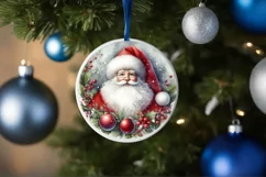 Santa Winter Watercollor Christmas Ornament Sublimation PNG Product Image 4