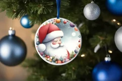 Santa Winter Watercolor Christmas Ornament Sublimation PNG Product Image 4