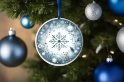 Snow Flake Winter Watercolor Christmas Ornament Sublimation Product Image 4
