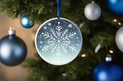 Snowflake Round Christmas Ornament Sublimation PNG Product Image 4