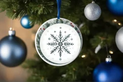 Snowflake Round Christmas Ornament Sublimation PNG Product Image 4