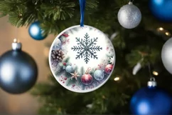 Snow Flake Round Christmas Ornament Sublimation PNG Product Image 1