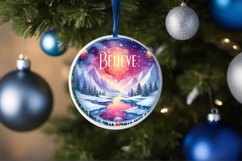 3D Winter Scene Believe Round Christmas Ornament Sublimation Product Image 4