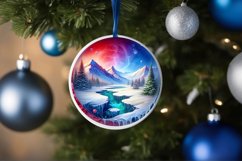 3D Winter Scene Believe Round Christmas Ornament Sublimation Product Image 4