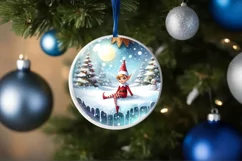 Winter Christmas Ball Scene with Elf Sublimation PNG Product Image 1