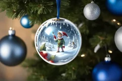 3D Winter Scene with Elf Ornament Sublimation PNG Product Image 4