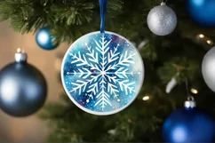 Snowflake Round Christmas Ornament Sublimation PNG Product Image 1