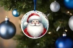 Santa Round Christmas Ornament Sublimation PNG Product Image 4