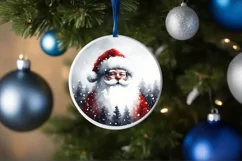 Santa Round Christmas Ornament Sublimation PNG Product Image 4