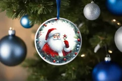 Santa Round Christmas Ornament Sublimation PNG Product Image 1