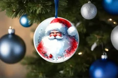 Santa Round Christmas Ornament Sublimation PNG Product Image 4