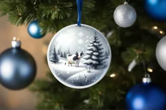 3D Cow Round Ornament Sublimation PNG Product Image 4