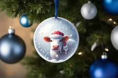 3D Cow Round Ornament Sublimation PNG Product Image 4