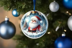 Santa Round Ornament Sublimation PNG Product Image 1