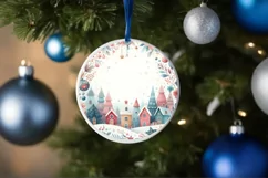 Snowy Days Winter Scene Round Christmas Ornament Sublimation Product Image 4