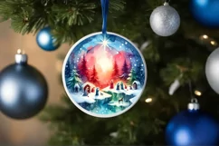 Nativity Scene Winter Scene Round Christmas Ornament Product Image 4