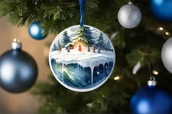 3D Nativity Scene Winter Round Christmas Ornament Product Image 4