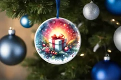 Gift Winter Round Christmas Ornament Sublimation PNG Product Image 4