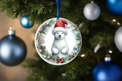 Polar Bear Round Ornament Sublimation PNG Product Image 4