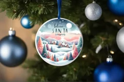 Believe in Santa Winter Round Christmas Ornament Sublimation Product Image 1