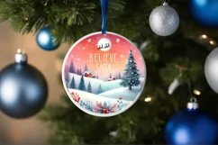 Believe in Santa Winter Round Christmas Ornament Sublimation Product Image 4