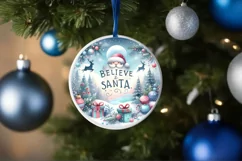 Believe in Santa Winter Round Christmas Ornament Sublimation Product Image 4