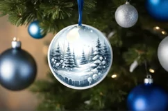 3D Winter Scene Spain Round Christmas Ornament Sublimation Product Image 1