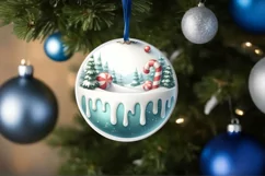 3D Winter Scene with Candies Ornament Sublimation PNG Product Image 4