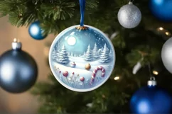 3D Winter Scene with Candies Ornament Sublimation PNG Product Image 4