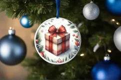 Gift Round Christmass Ornament Sublimation PNG Product Image 4