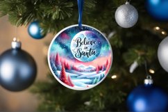Winter Scene with Santa Round Christmas Ornament Sublimation Product Image 4