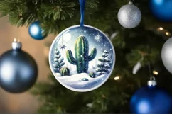Winter Christmas Ball Scene Cactus Sublimation PNG Product Image 4