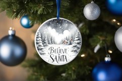 Winter Scene with Santa Round Christmas Ornament Sublimation Product Image 4