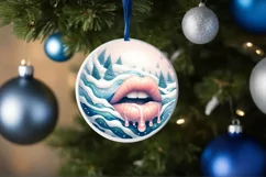 Sexy Lips Winter Christmas Ball Scene Sublimation PNG Product Image 4