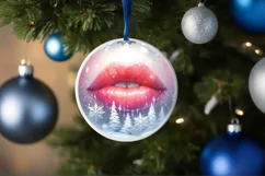 Sexy Lips Winter Christmas Ball Scene Sublimation PNG Product Image 4