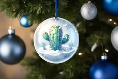 Pastell Winter Christmas Ball Scene Cactus Sublimation PNG Product Image 4