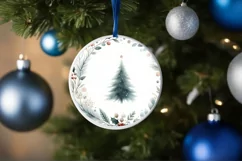 Christmas Tree Round Ornament Sublimation PNG Product Image 4