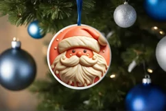 3D Martzipan Santa Round Ornament Sublimation PNG Product Image 1