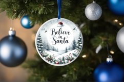 Winter Scene with Santa Round Christmas Ornament Sublimation Product Image 4