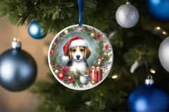 Dog Round Christmass Ornament Sublimation PNG Product Image 1
